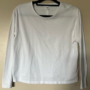 Athleta White Crew Neck Longsleeve Top